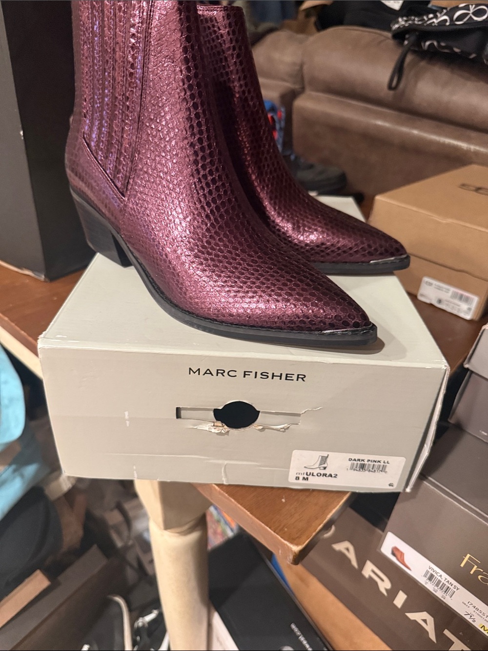 Marc Fisher Men's Metallic Plum Textured Chelsea Boots
